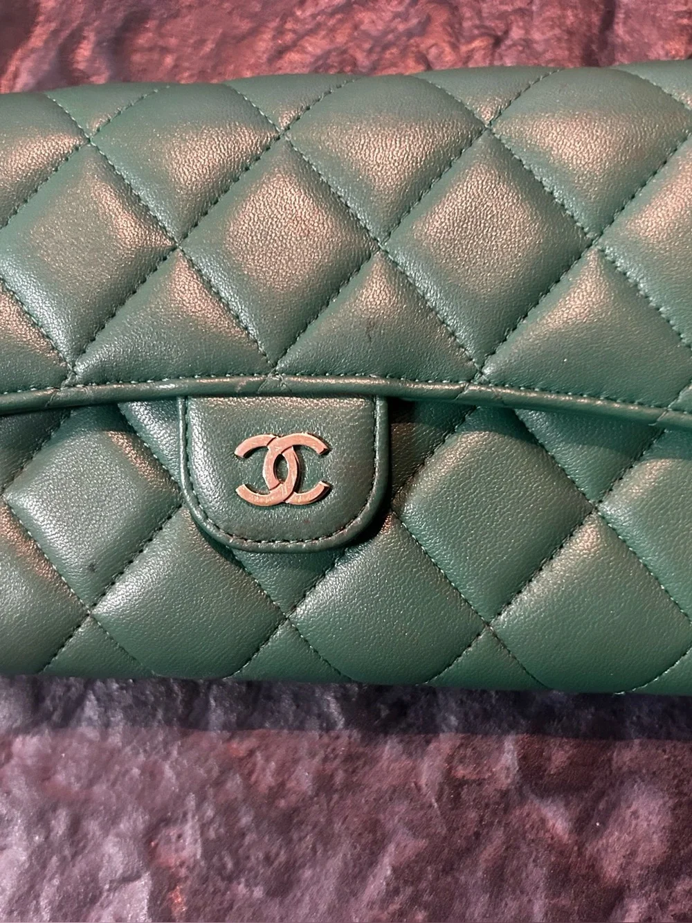 CHANEL Quilted Lambskin Shoulder Bag in Teal